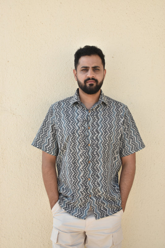 SILVER STORM HANDPRINTED SHIRT