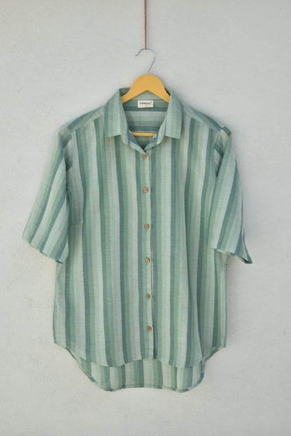 GREEN TINT HANDWOVEN WOMEN SHIRT
