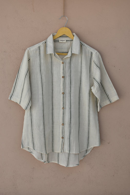 GRACIOUS GREIGE HANDWOVEN WOMEN SHIRT
