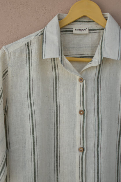 GRACIOUS GREIGE HANDWOVEN WOMEN SHIRT