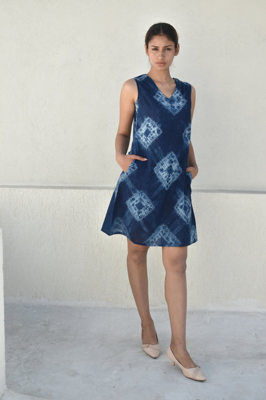 CELESTIAL BLUE HAND-DYED DRESS