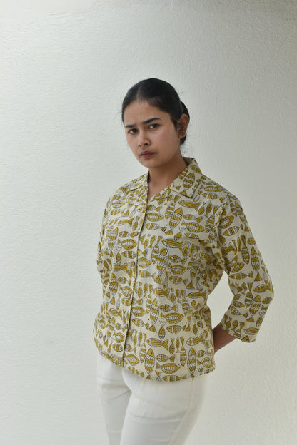SEA SALT HANDPRINTED SHIRT