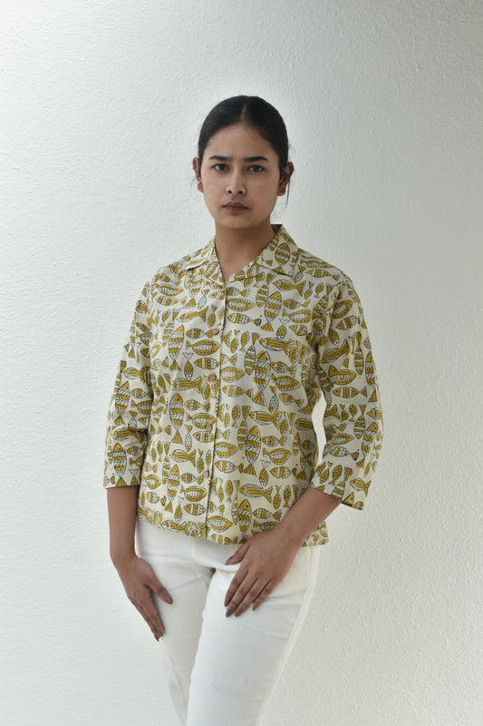 SEA SALT HANDPRINTED SHIRT