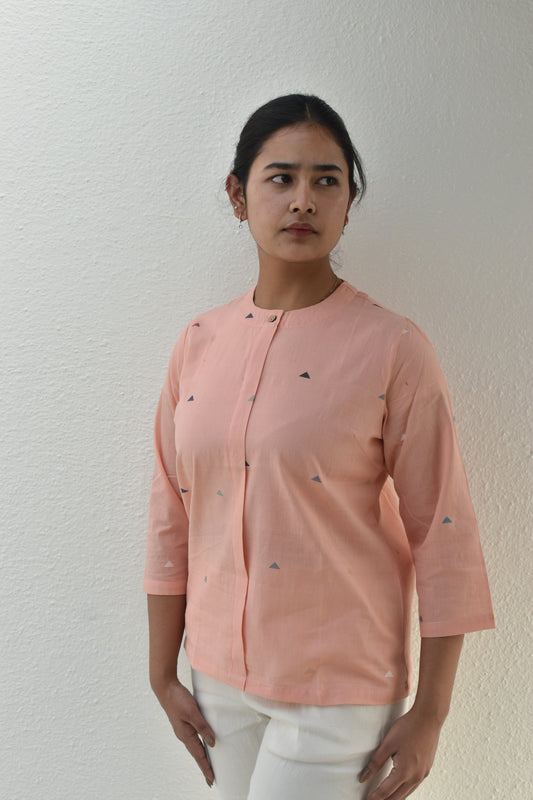 PEACH BLOSSOM HANDWOVEN TOP