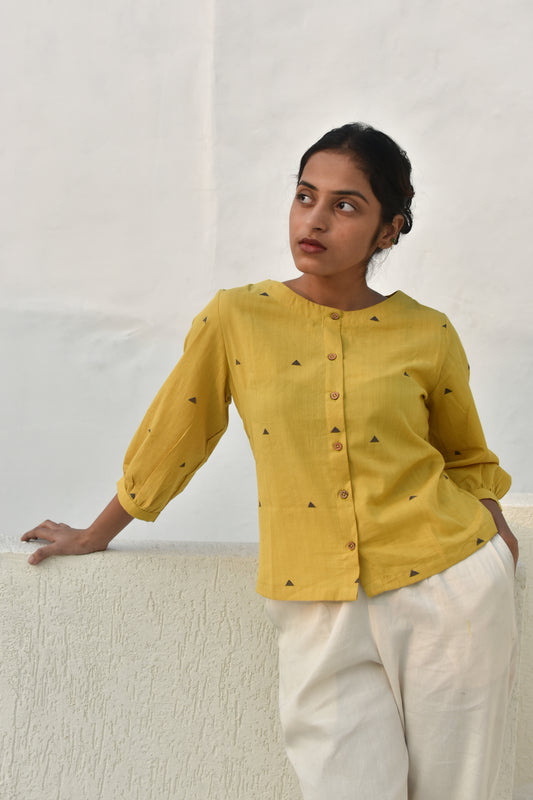 LEMON ZEST HANDWOVEN TOP