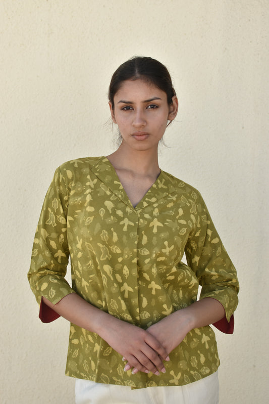 EVERGREEN ELITE HANDPRINTED TOP