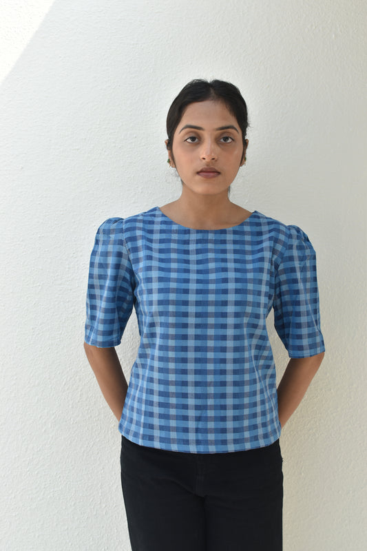 ELECTRIC BLUE HANDWOVEN TOP