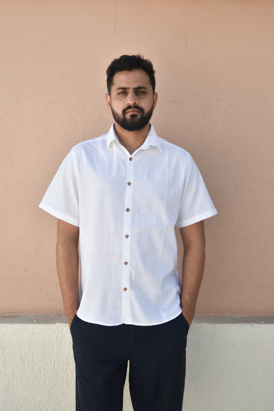 WHITE MARVEL KHADI SHIRT