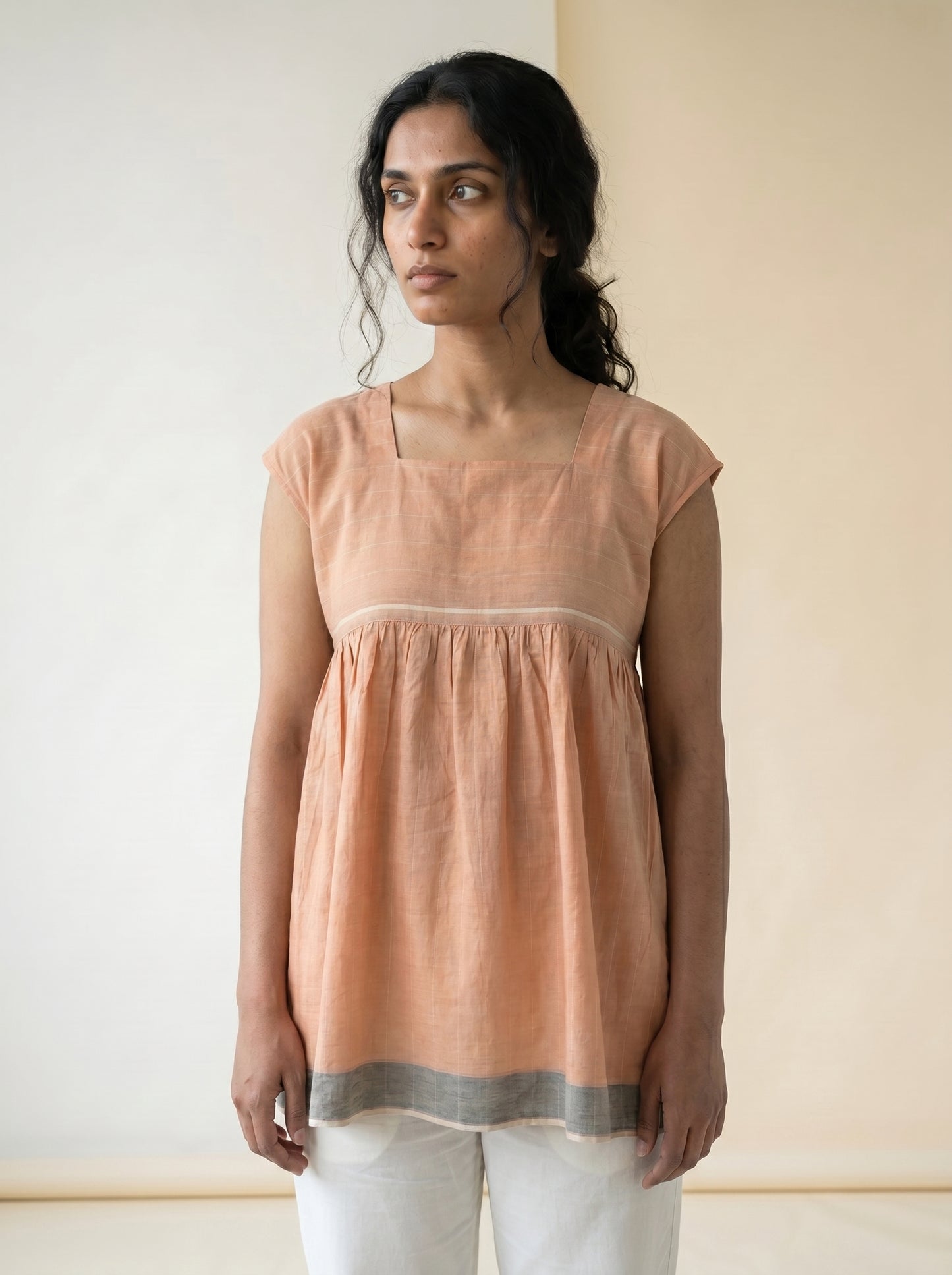 APRICOT MUSE HANDWOVEN TOP